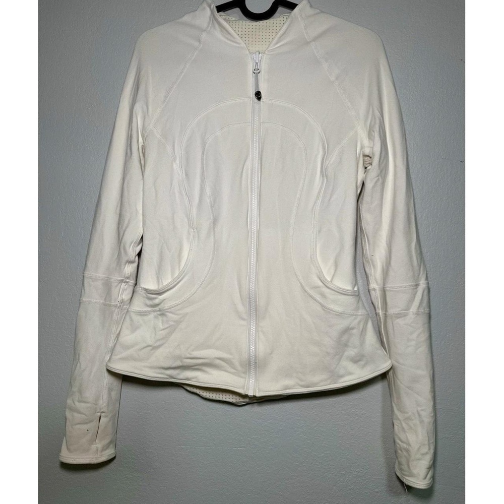 Lululemon White Athletica Full Zip Jacket Womens Long Sleeve Mock Neck sz 4 - Picture 3 of 6